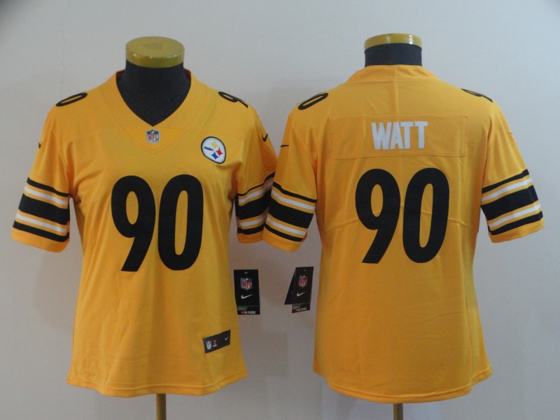 women Pittsburgh Steelers #90 Watt yellow Nike Limited NFL Jerseys